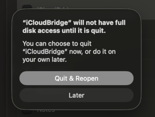 First-Run Wizard - Notes Permissions Request