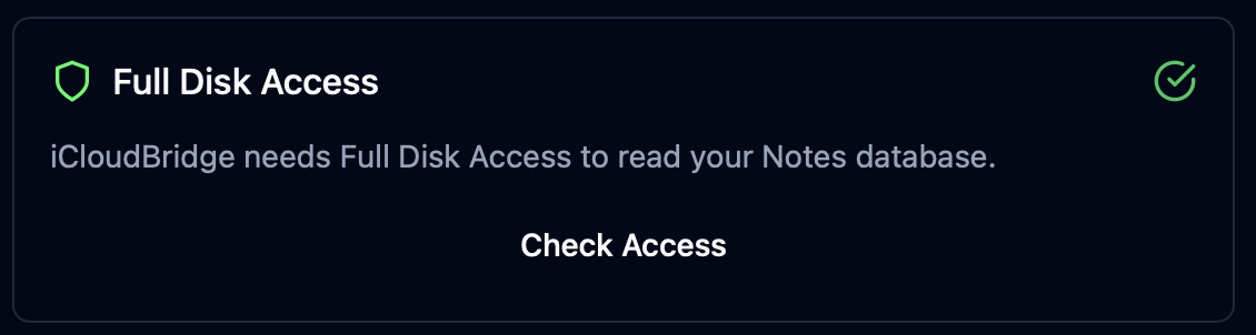First-Run Wizard - Notes Permissions Granted