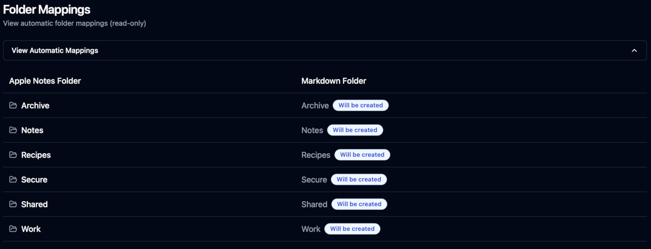 Notes Auto Mappings Empty