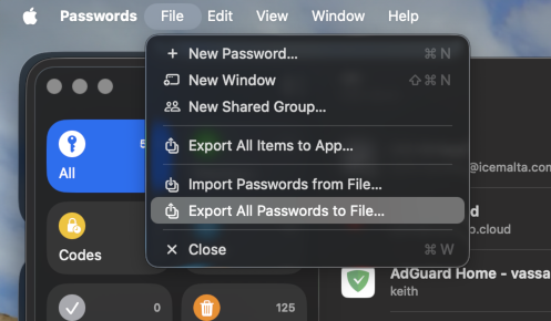 Exporting Apple Passwords