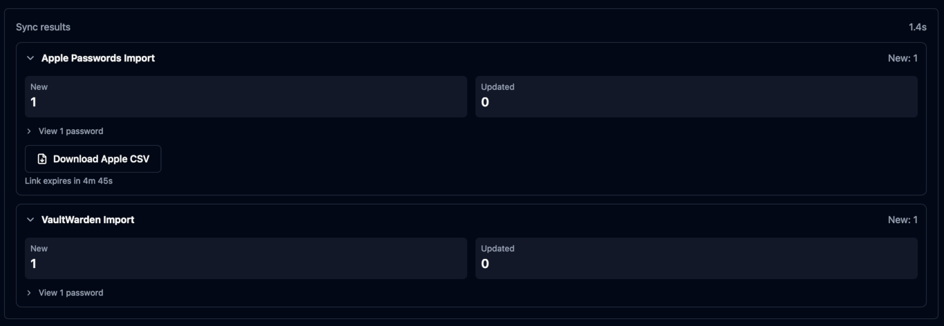 Password Sync Results