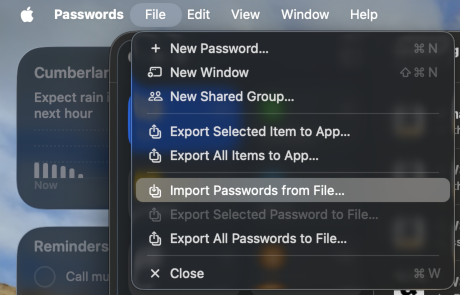 Passwords import to Apple Passwords