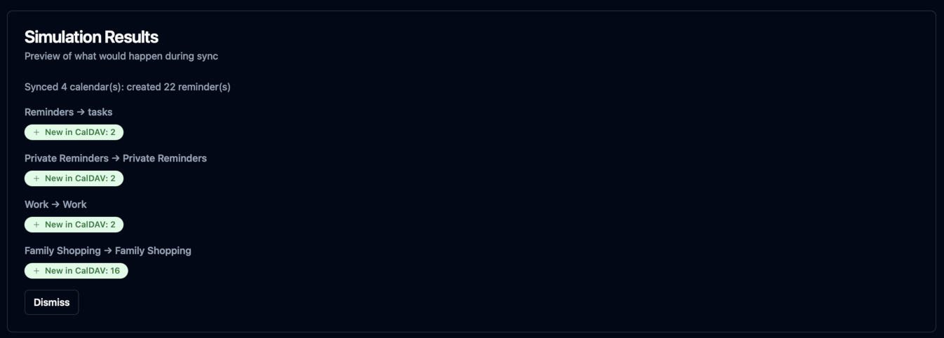 Reminders Simulate Sync