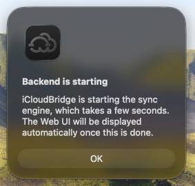 iCloudBridge Backend Starting Notification